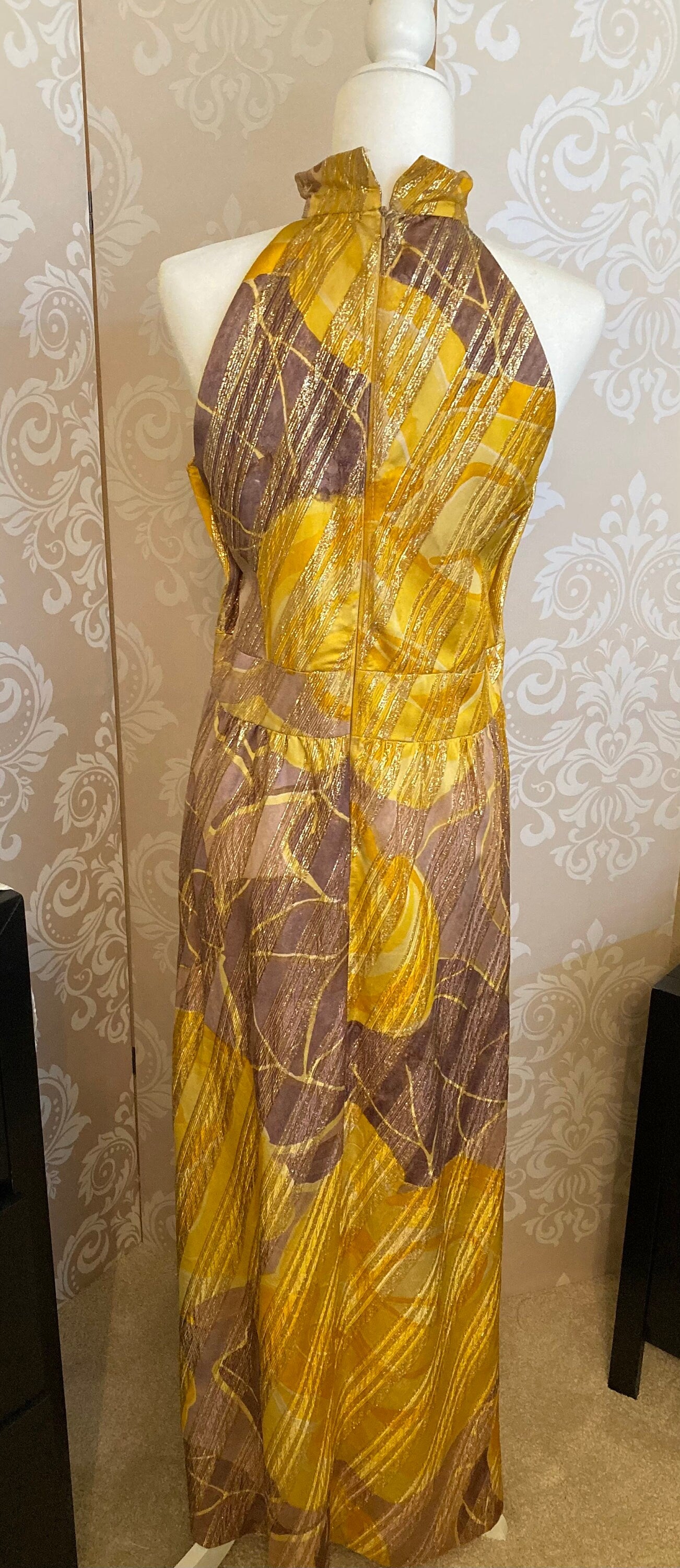 Sexy , Groovy Gold 70s vintage evening dress