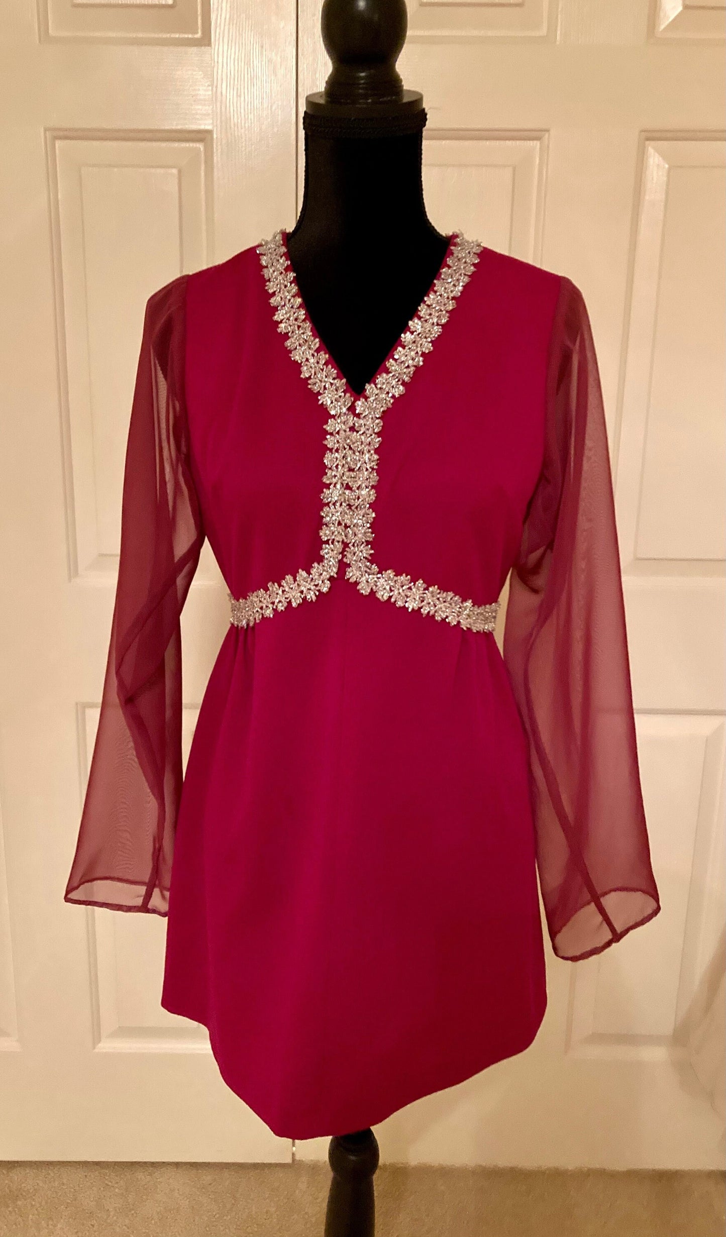 Groovy vintage 60s maroon mini dress