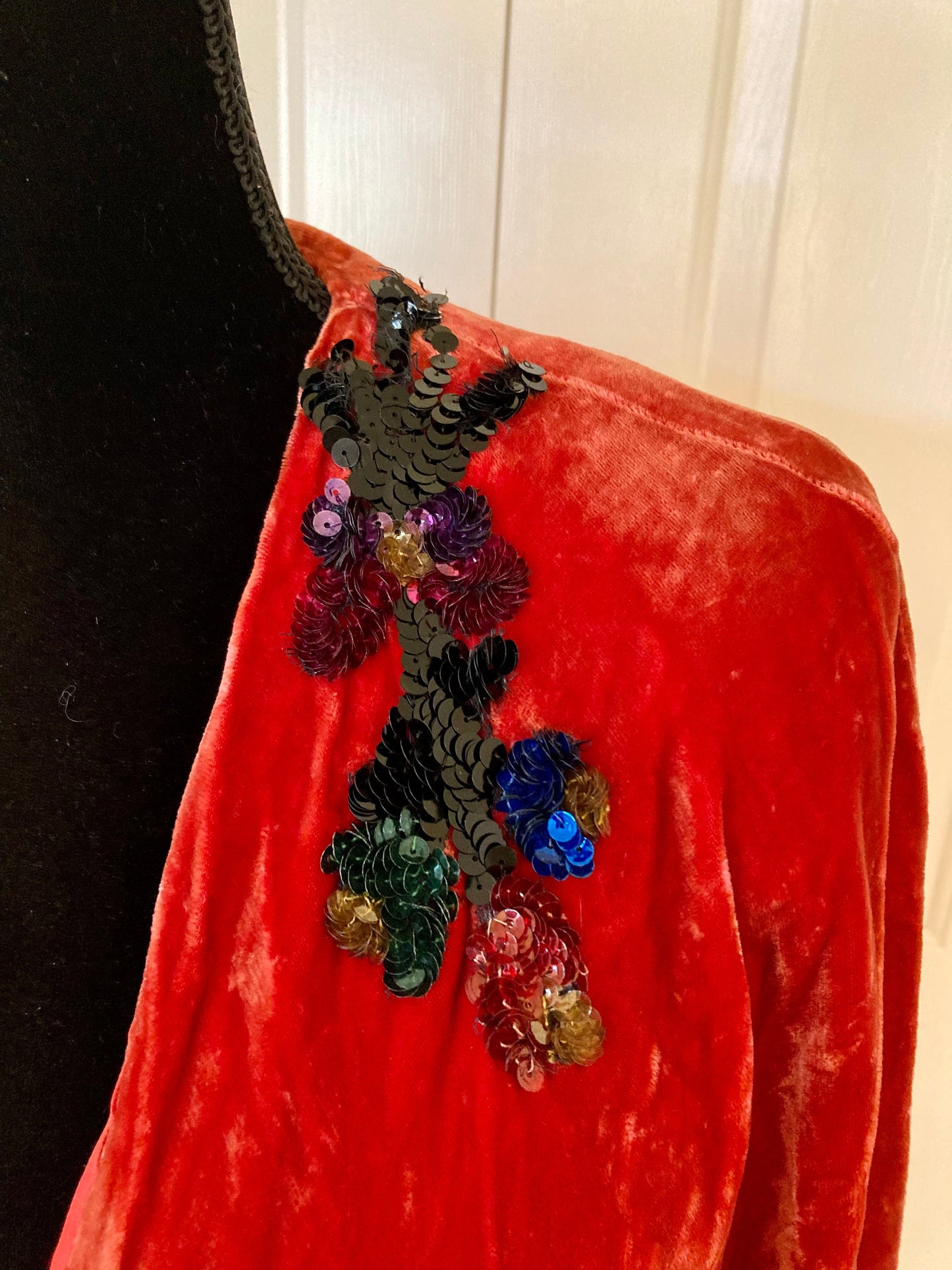 Pretty vintage 20s red/ orange crushed velvet jacket