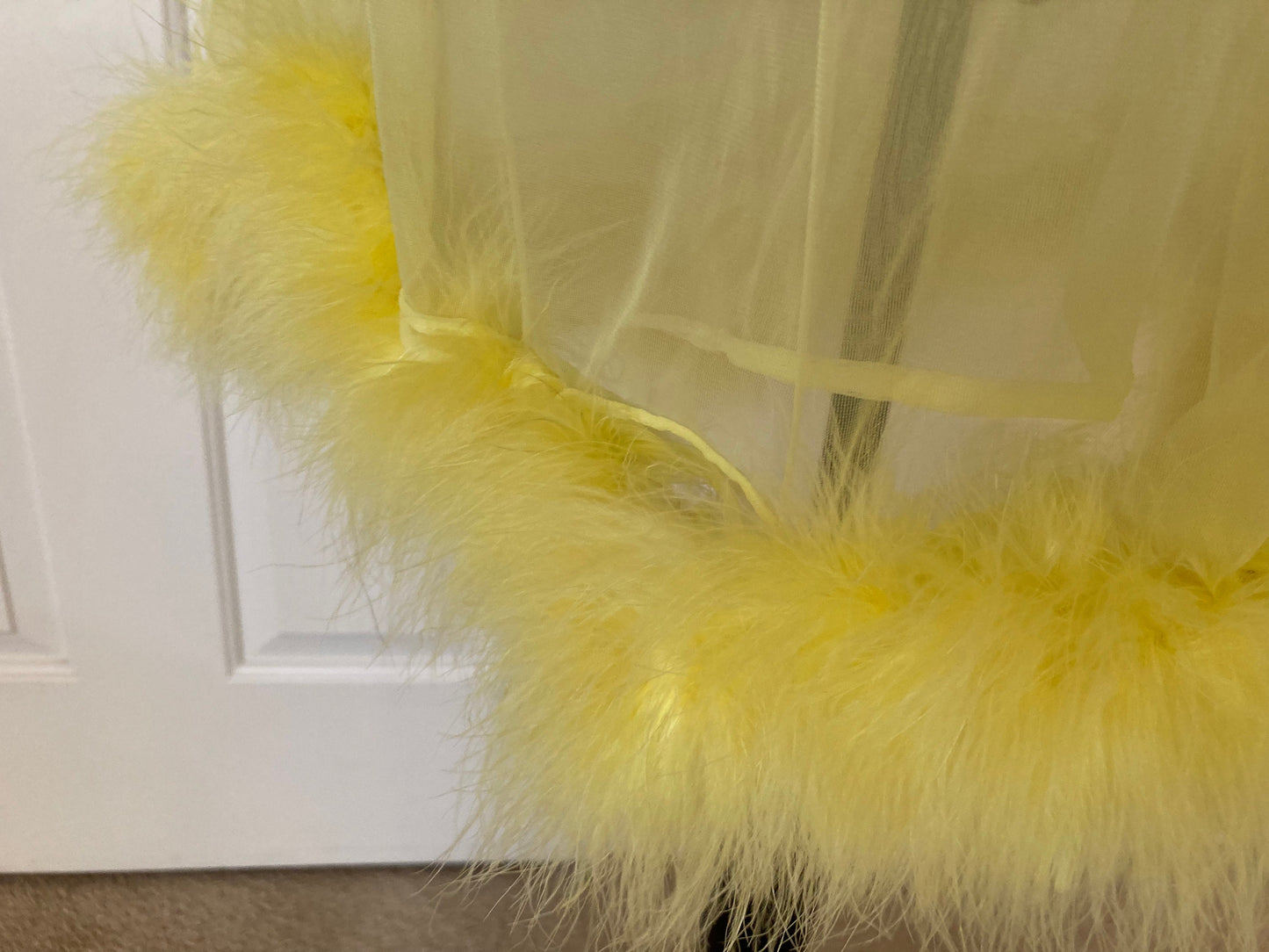 Sexy vintage 60s “ fembot “ yellow marabou nighty .