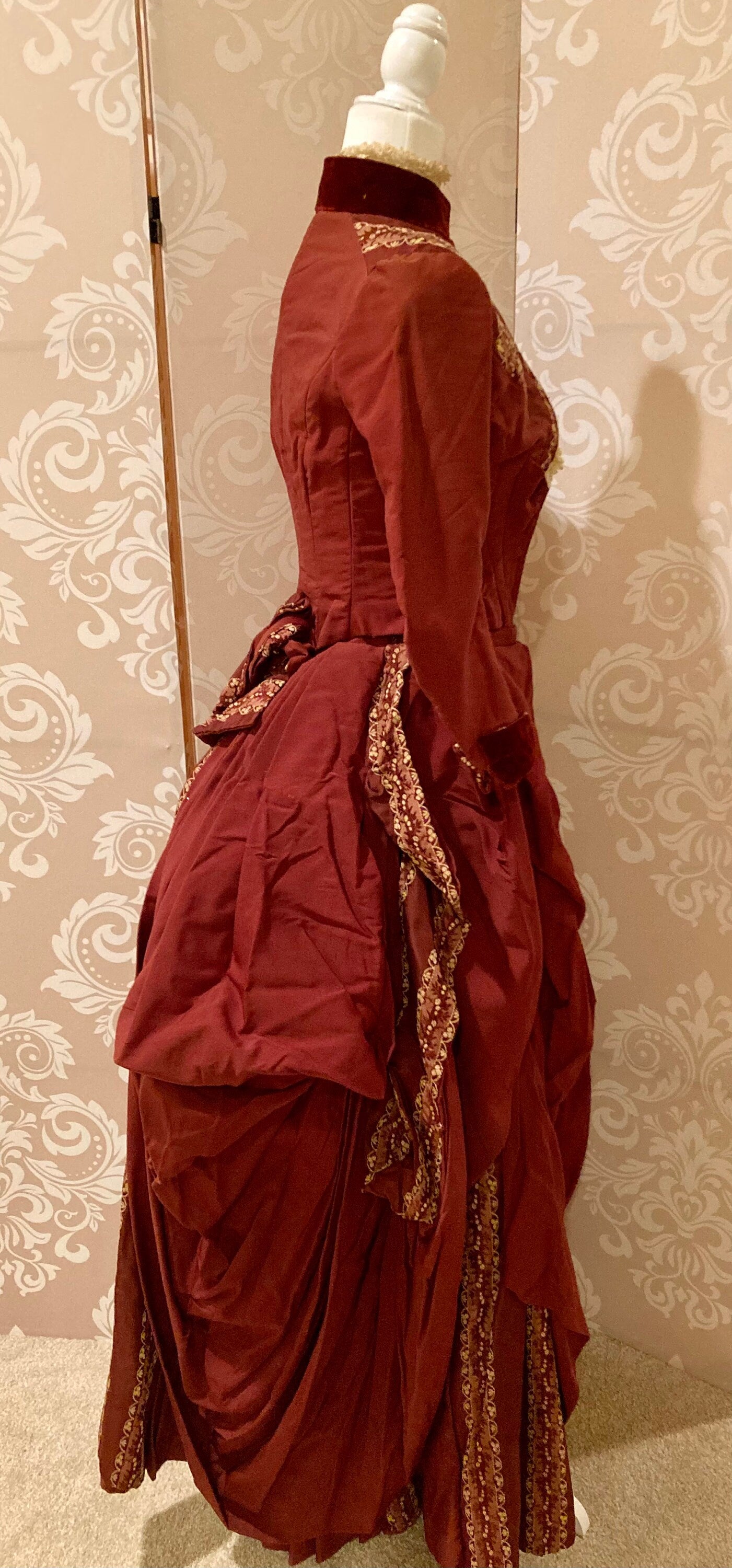 Incredible antique 1880s bustle day dress