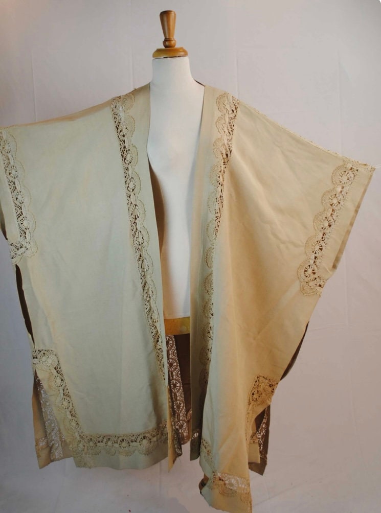 Authentic Edwardian evening cloak with cluny lace inserts