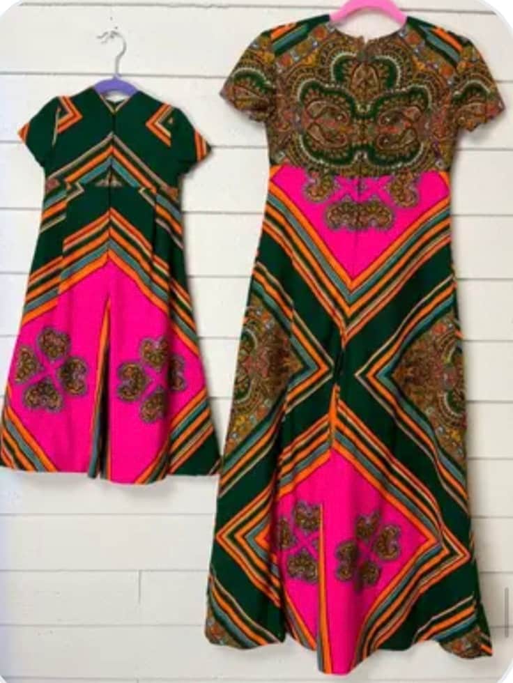 Mommy and me Vintage 60s psychedelic jumpsuits