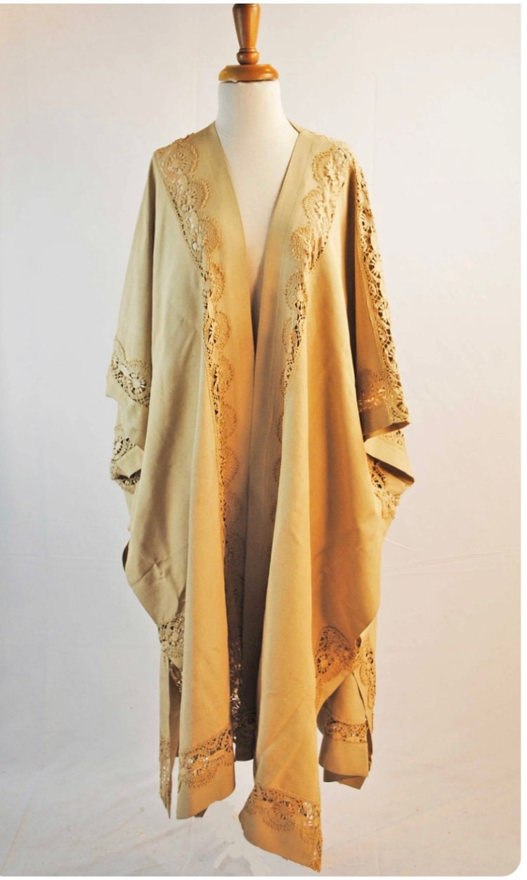 Authentic Edwardian evening cloak with cluny lace inserts